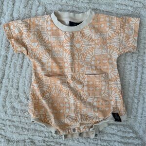 Little Surfer Dude Orange and Cream Color T-Shirt Romper